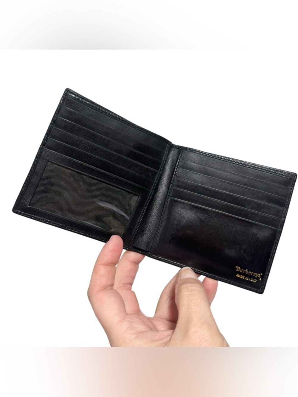 Burberrys Black Leather & Nova Check Men’s Bifold Wallet - Picture 3 of 13